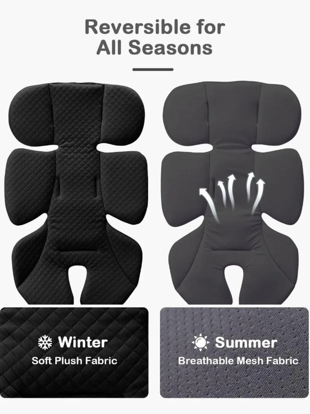 Infant Car Seat Insert Adjustable Head Support for Newborn Toddler - Black
